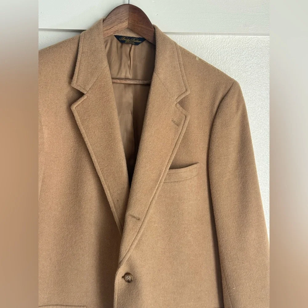 Brooks Brothers Camel Hair Blazer 41L Vintage Tan Sport Coat Mens Wool Jacket